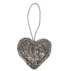 Online Anhänger Perlen, Herz/silber, 5.5 Cm Weihnachtsbaumschmuck