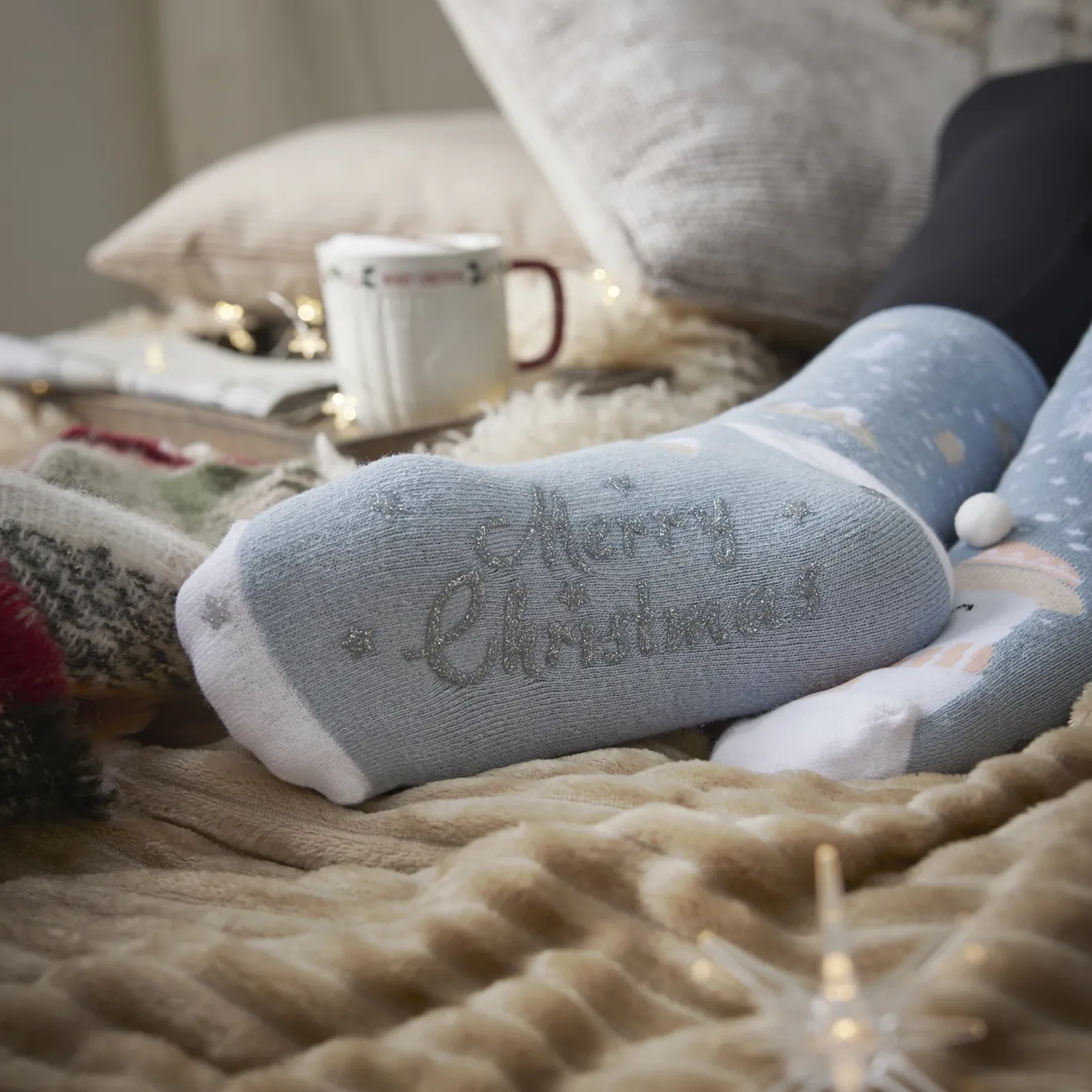 Clearance Anti-Rutschsocken Xmas, Eisbär Hellblau, Größe 36 - 41 Geschenkideen|Fashion
