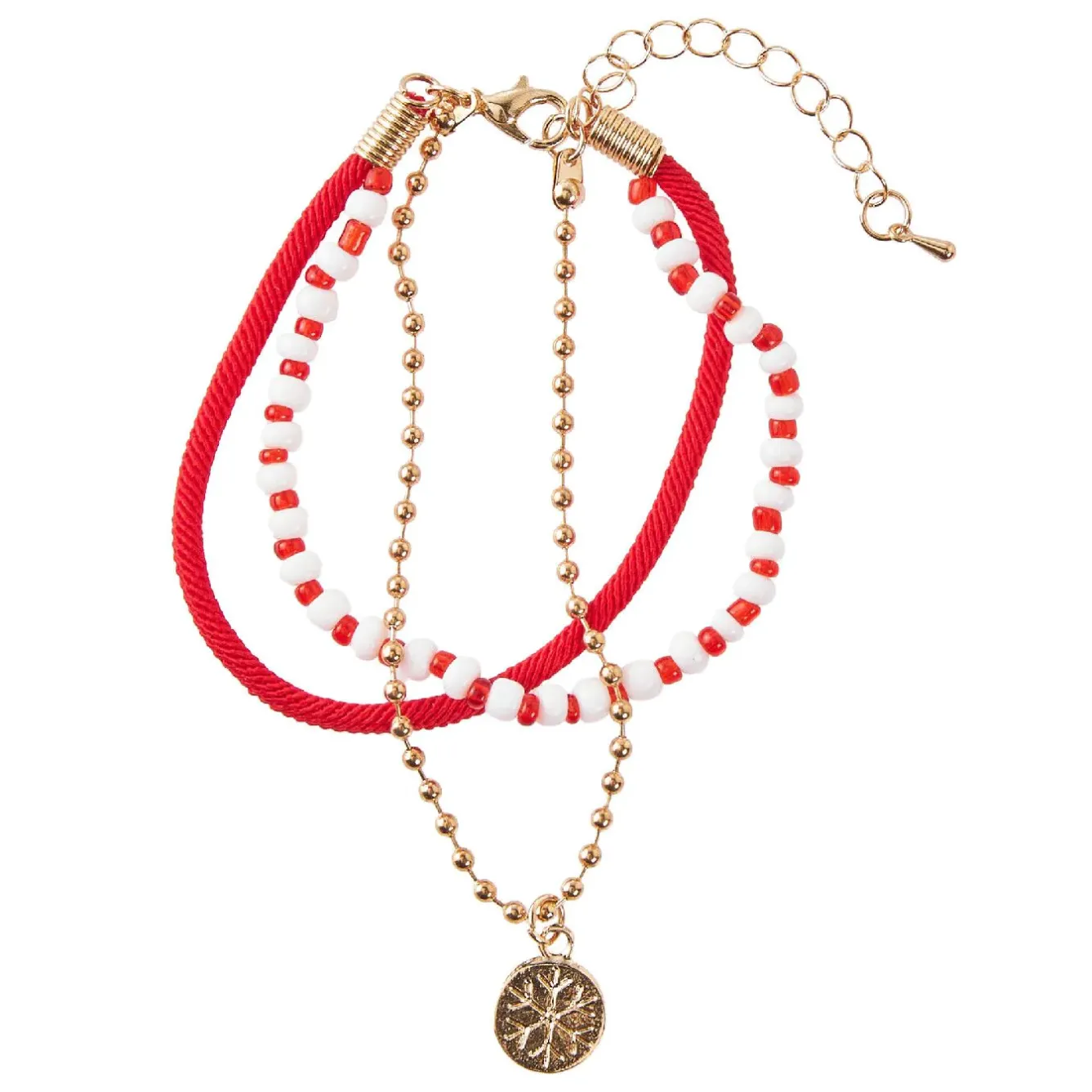 Hot Armband Weihnachten, Schneeflocke, Rot/gold Weihnachtsoutfit|Adventskalender