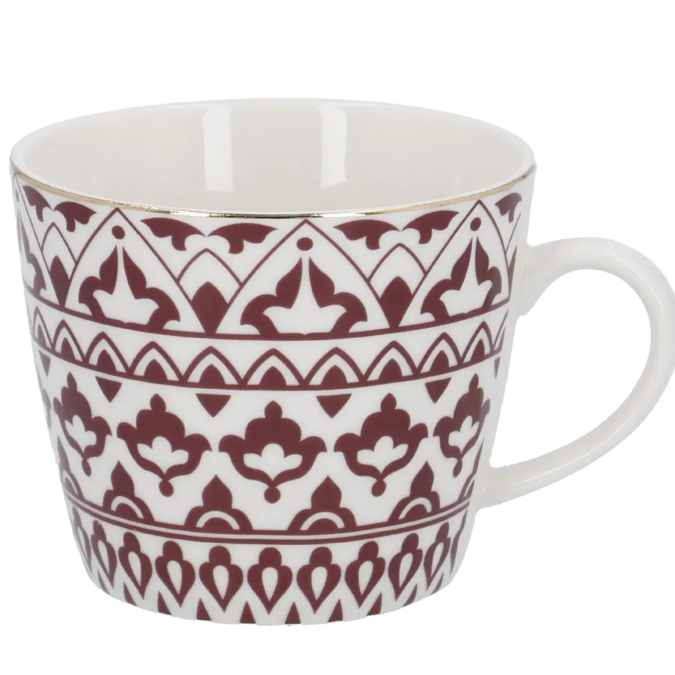 New Becher China, Orient, Bordeaux/weiß, 300 Ml, Goldrand Küche