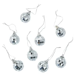 Outlet 8er Set Discokugel, Silber, 3 Cm Deko-Anhänger|Weihnachtsbaumschmuck