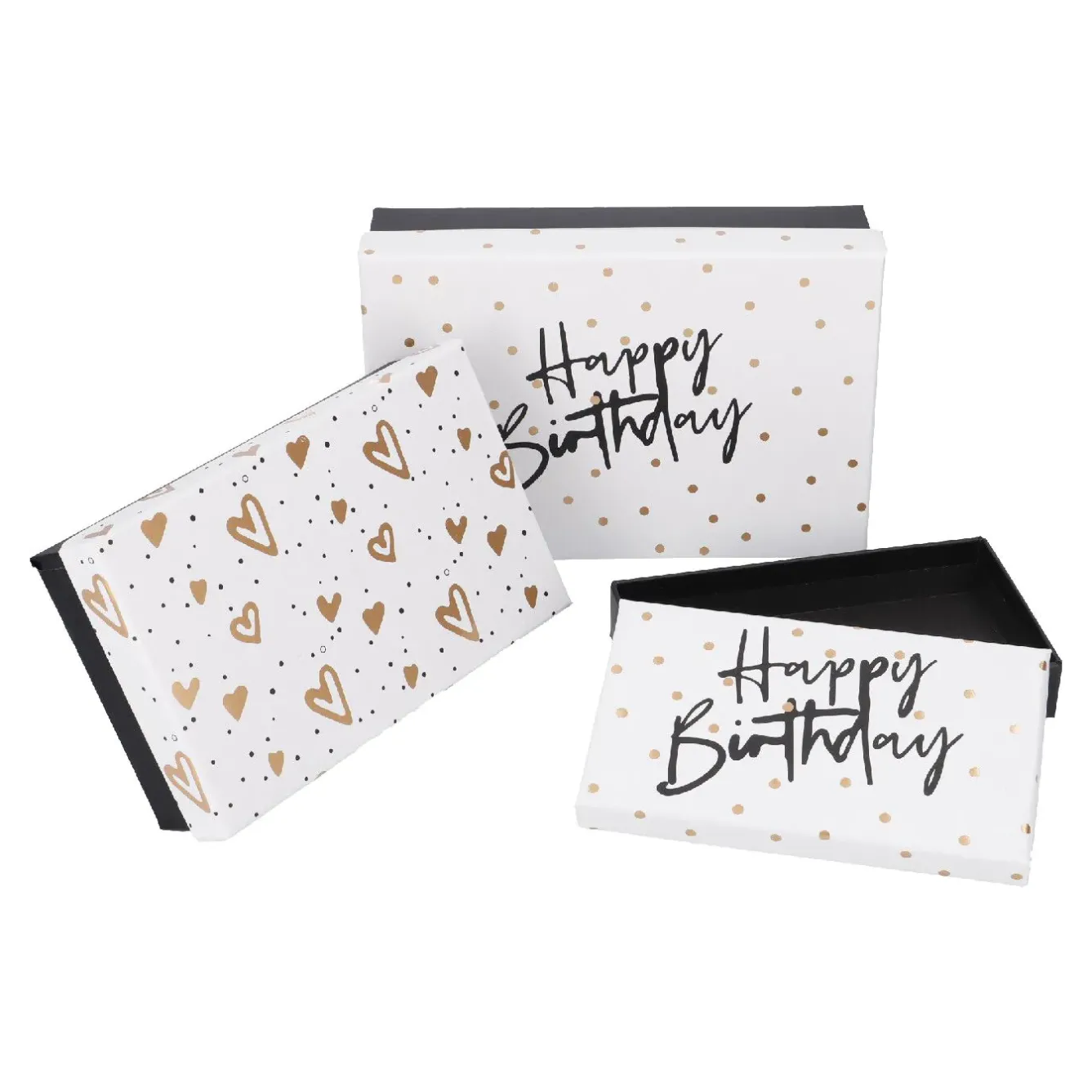 Best 3er Set Geschenkkarton Geburtstag, Schwarz/weiß Geschenkverpackung|Geschenkideen