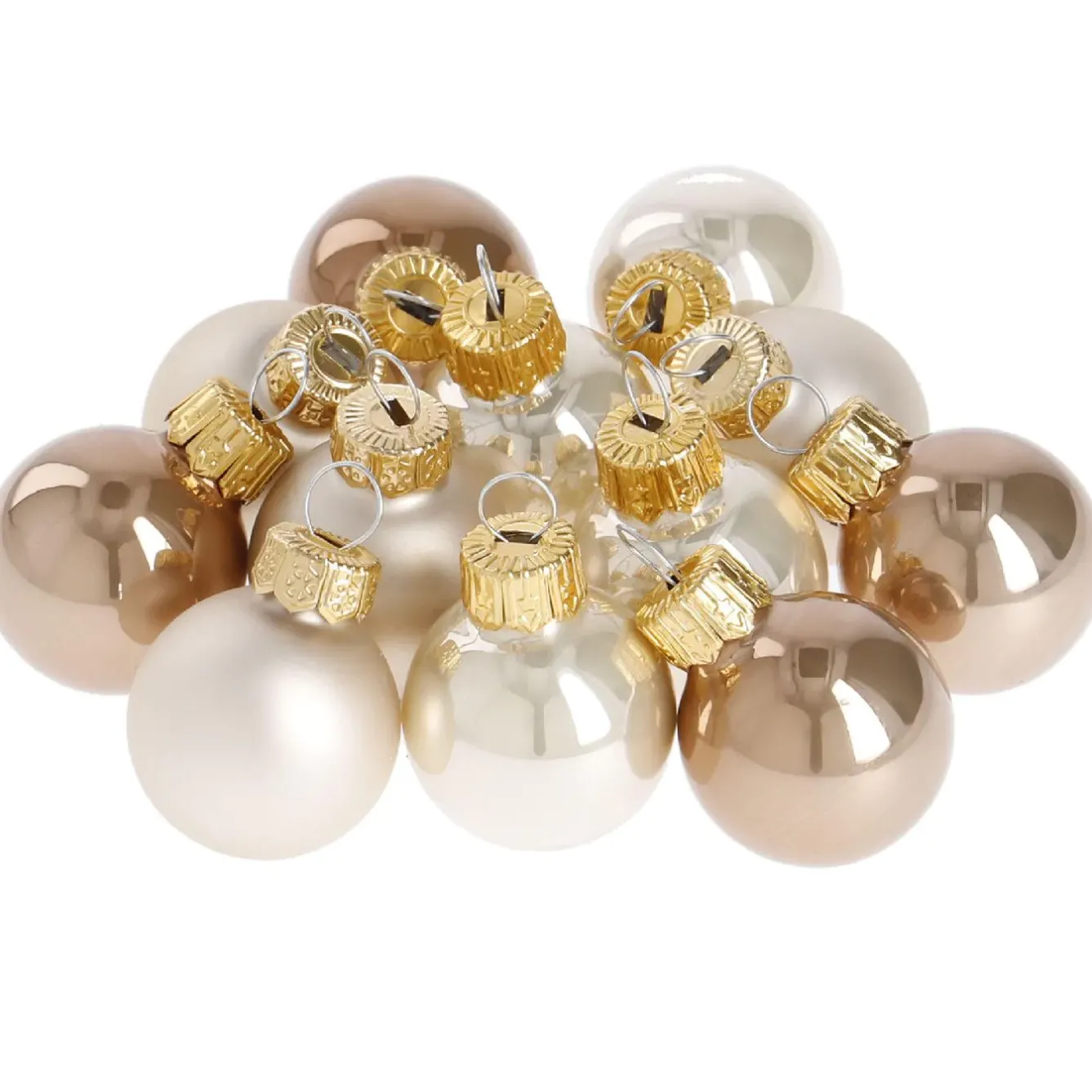 New 12er Set Glaskugeln 2,5 Cm, Champagner Weihnachtsbaumschmuck|Adventskränze & Zubehör