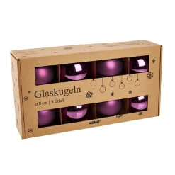 Clearance 8er Set Glaskugeln 8 Cm, Lila Weihnachtsbaumschmuck