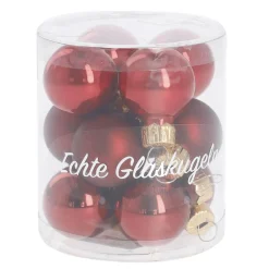 Sale 12er Set Glaskugeln 2,5 Cm, Rot Weihnachtsbaumschmuck|Adventskränze & Zubehör