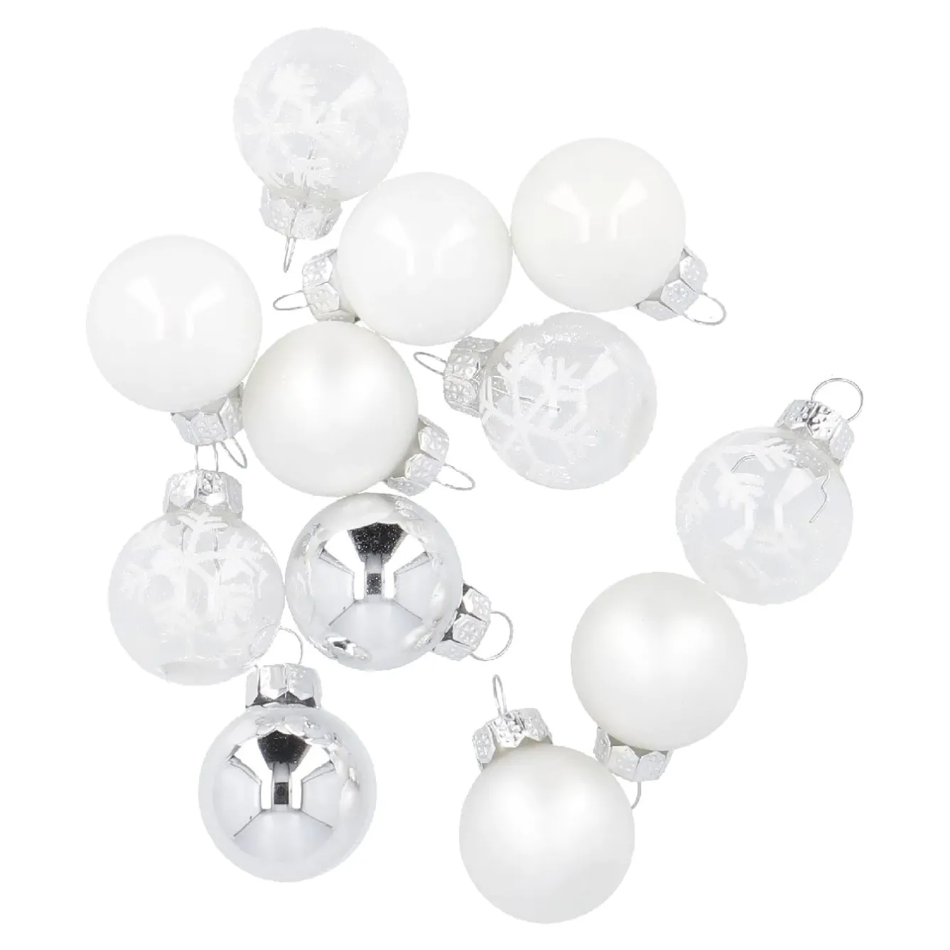 Hot 12er Set Glaskugeln 2,5 Cm, Weiß/silber/frost Weihnachtsbaumschmuck|Adventskränze & Zubehör