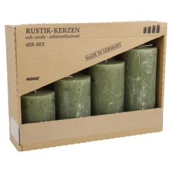 Best 4er Set Kerze Rustik, Gestuft, Olivgrün Kerzen & Kerzenständer|Weihnachtskerzen