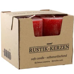 Outlet 4er Set Kerze Rustik, Rot, 6 X 10 Cm Weihnachtskerzen|Adventskränze & Zubehör