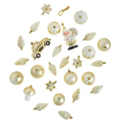Sale 27er Set Kugelset Kunststoff, Champagner Weihnachtsbaumschmuck