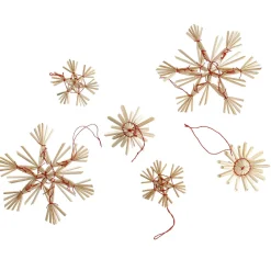 Sale 9er Set Strohanhänger Sterne, Rot Weihnachtsbaumschmuck