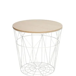 3er Set Tisch/Korb, 43 Cm, Weiß Geschenkideen|Organisation