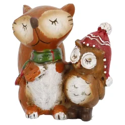 Hot Fuchs Mit Eule, Eule Rechts, 6 Cm Figuren|Weihnachtsdeko