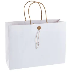 Sale Geschenktüte Mit Knopf, Weiß, 32.5 X 24 Cm Hochzeitsgeschenke|Geschenkverpackung