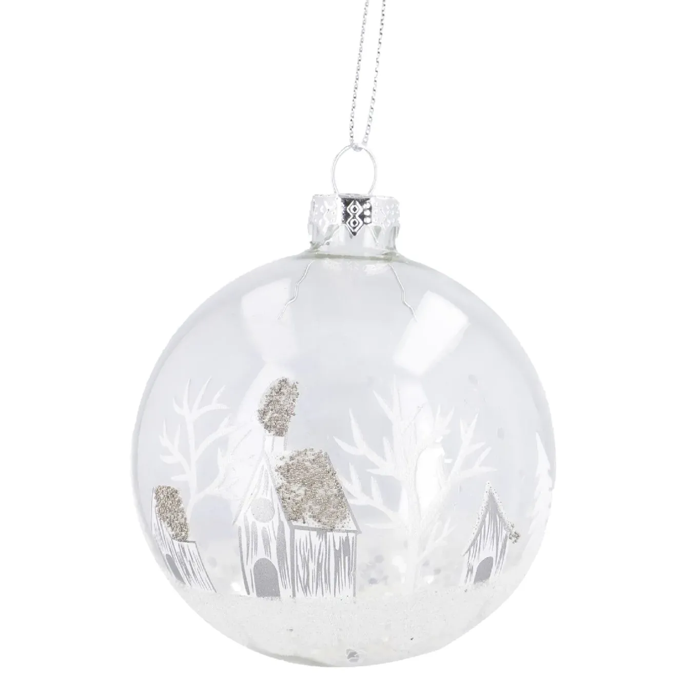New Glaskugel Haus, Weiß/silber/transparent, 8 Cm Weihnachtsbaumschmuck