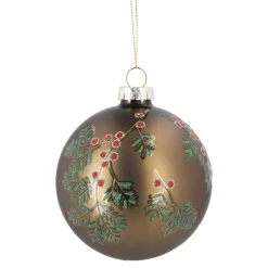 Discount Glaskugel Vintage, Ilex/braun/matt, 8 Cm Weihnachtsbaumschmuck