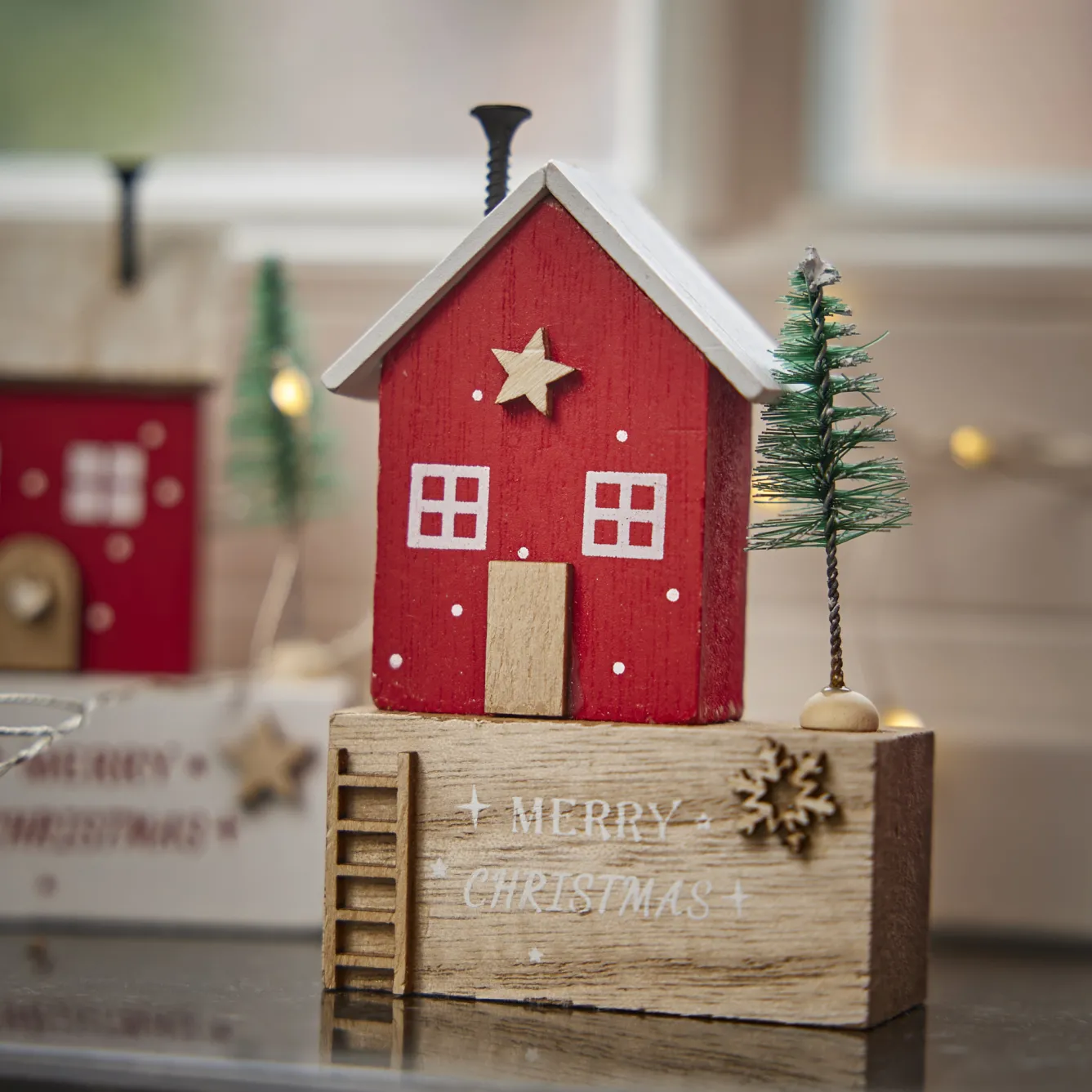 Outlet Haus Mit Tanne, Braun/rot, 10.5 Cm Deko-Objekte|Weihnachtsdeko