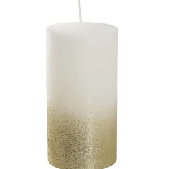 Online Kerze Rustik/Glitter, Weiß/gold, 7 X 13 Cm Kerzen & Kerzenständer|Weihnachtskerzen