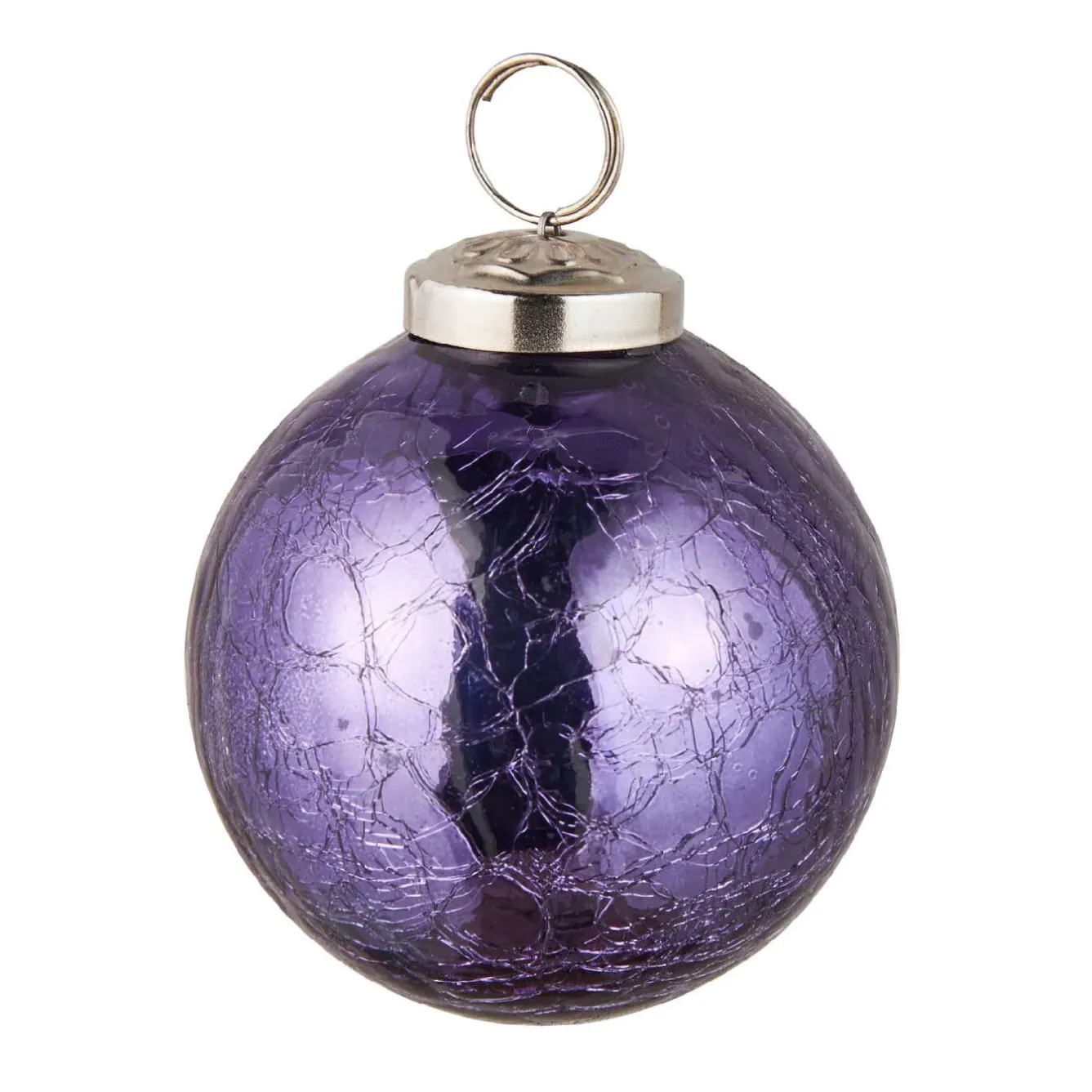 Hot Kugel Craquele, Glatt/lila, 7.5 Cm Weihnachtsbaumschmuck