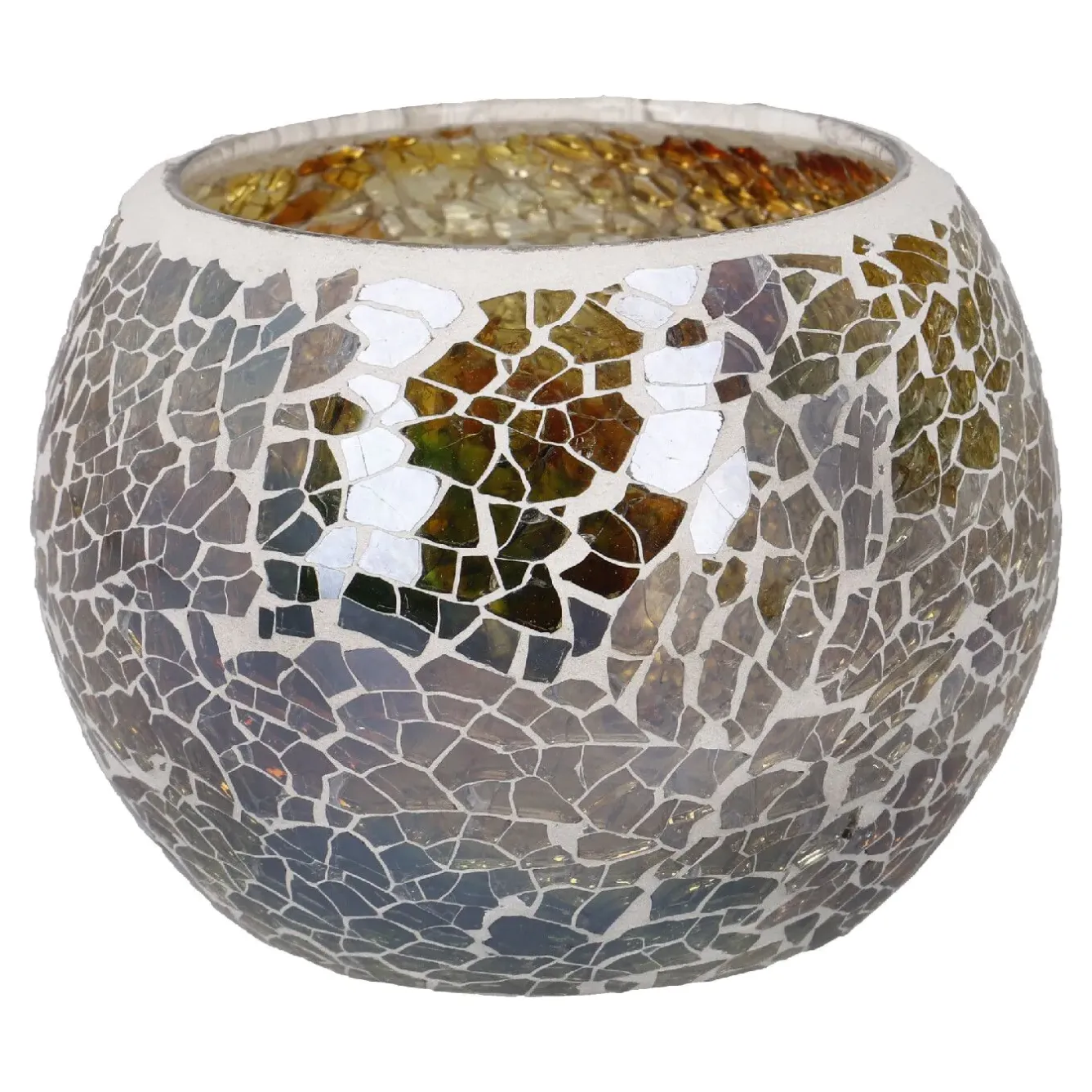 New Kugel-Windlicht Mosaik, Bernstein/silber/grün, 10 X 8 Cm Windlichter & Laternen|Kerzen & Kerzenständer