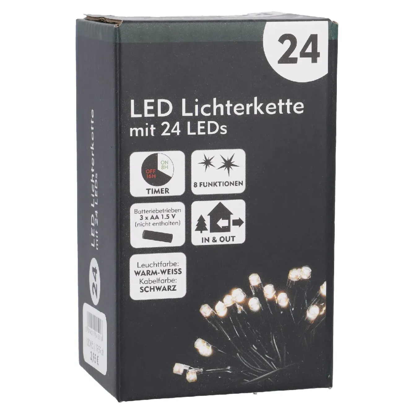 Best LED-Lichterkette, 8 Funktionen, Warm-weiß, 24 LED Lichterwelt|Weihnachtsbeleuchtung