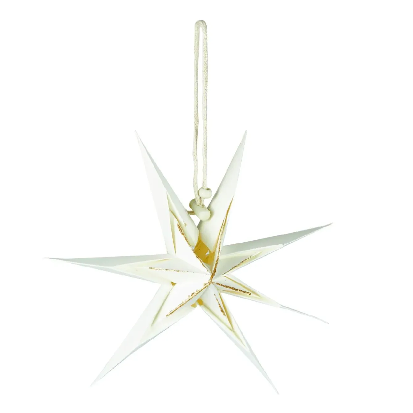 Online Papierstern , 3D, Weiß/gold, 18 Cm Weihnachtsdeko