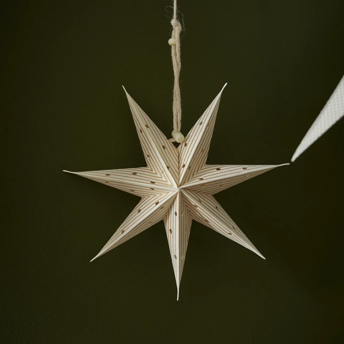 New Papierstern Punkte, Weiß/gold, Streifen, 18 Cm Weihnachtsdeko|Weihnachten